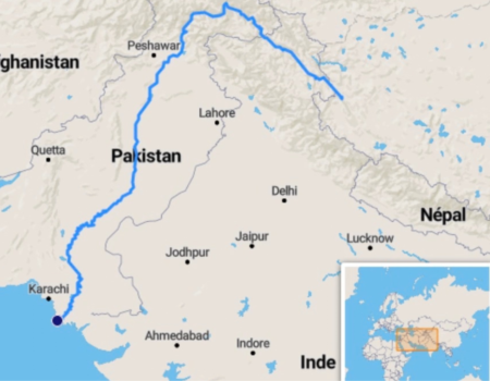 The Indus river system. The treaty’s allocation is basin-wide, but its practical consequences are concentrated in the transboundary Western Rivers. Image: Wikimedia