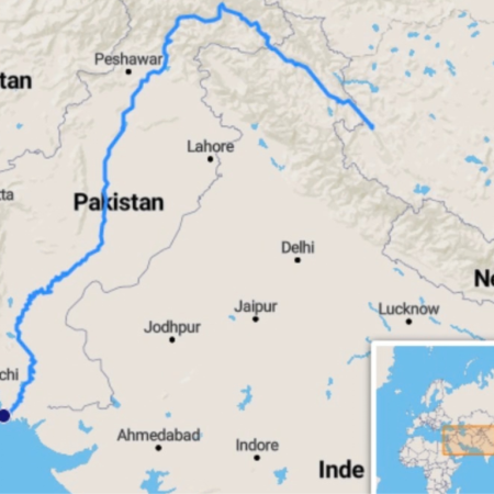 The Indus river system. The treaty’s allocation is basin-wide, but its practical consequences are concentrated in the transboundary Western Rivers. Image: Wikimedia