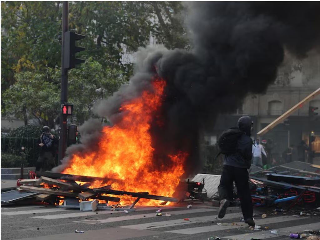 France Is Burning : Europe’s Rearmament Drive Is Colliding with violent protest, Cars torched, shops looted across the country 